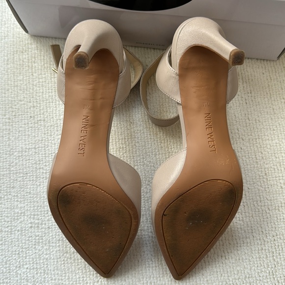 Nine West Callen Nude Leather Ankle-strap Heels - Picture 5 of 9
